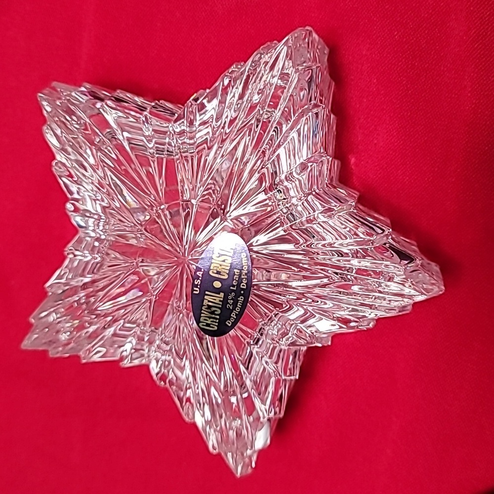 DePlomb Crystal 24% Lead Star Lidded Jewelry Box 2‎ - Vintage NIB